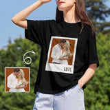 Custom Photo Loving Couple Brown Background Women's All Over Print T-shirt