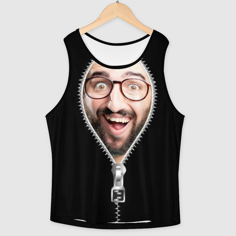 Custom Face In the Zipper Women Vest T-shirt Personalized Sports Vest T-shirt Gift