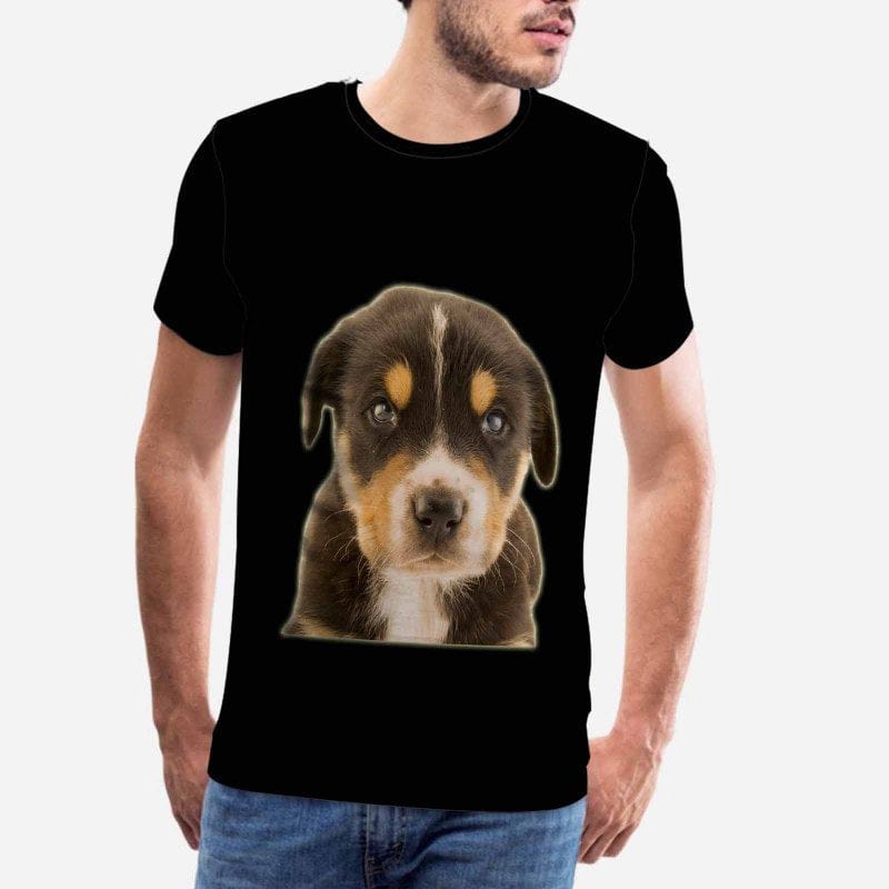 Custom Dog Face Black Classic Men's T-shirt Made Personalzied Shirt for Pet Lover Dog Picture Shirt