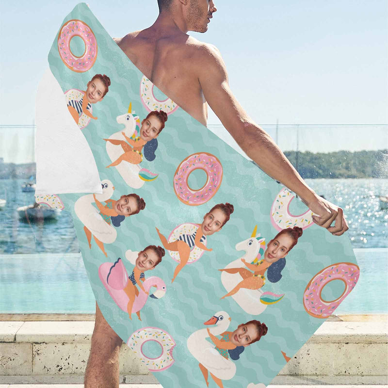 Custom Face Bath Towel Beach Towel Pool Towel Camp Towel