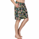 Custom Face Leaves Birds Men's All Over Print Casual Shorts