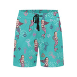 Custom Face Mermaid Men's Quick Dry Swim Shorts, Personalized Funny Swim Trunks