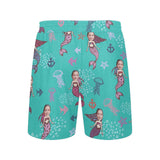 Custom Face Mermaid Men's Quick Dry Swim Shorts, Personalized Funny Swim Trunks