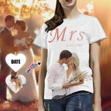 Custom Photo&Date Mrs Couple Anniversary Women's All Over Print T-shirt