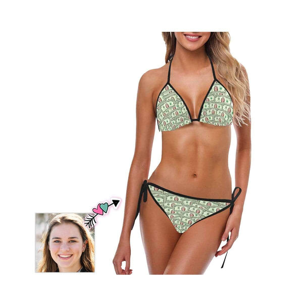 Custom Face Personalized Money Bikini Swimsuit Birthday Pool Party