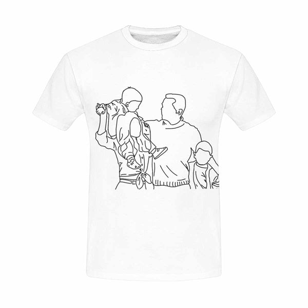 Custom Portrait Outline Shirt, Line Art Photo Shirt For Male, Custom Men's All Over Print T-shirt, Photo Outline Outfit For Family