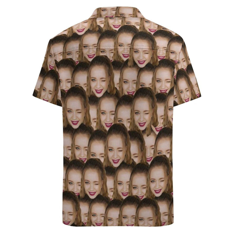 Custom Face Boyfriend Casual Shirt Men Front Pocket Shortsleeve Beach Pocket Hawaiian Shirt Personalized Design Shirt Gift