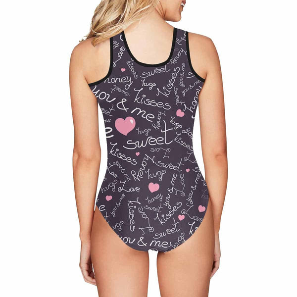 Custom Face Love Patterns Women's Tank Top Bathing Swimsuit