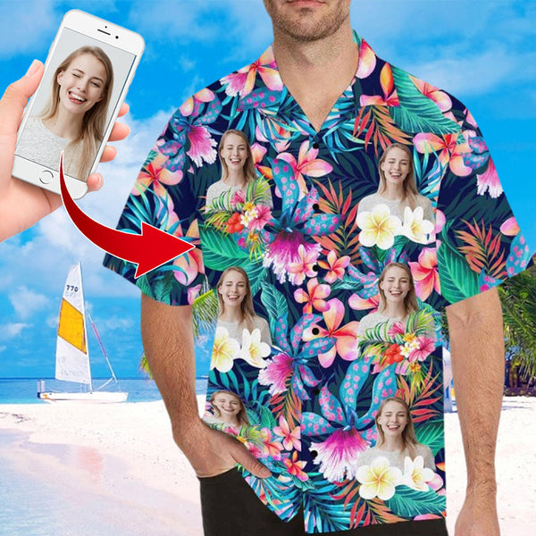 Custom Face Hawaiian Shirt Funny Photo Hawaiian Shirt for Husband Personalized Hawaiian Shirt Photo Tropical Aloha Shirt For Men