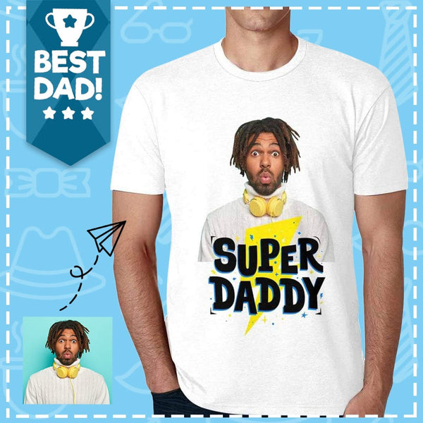 Custom T-shirt with Photo Super Daddy Put Your Image on A Tshirt Personalized T Shirt with Image for Him