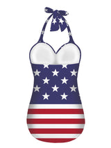 Custom Face Stars Stripes Strap One-piece Retro Bikini Swimsuit