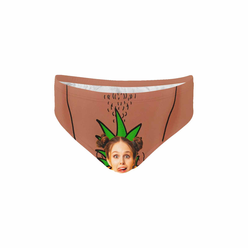 Custom Girlfriend Face Swim Briefs Personalized Brown Swim Trunks With Face