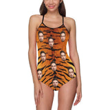 Custom Face Tiger Women's Slip One Piece Swimsuit