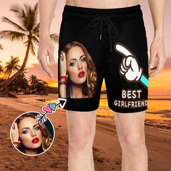 Custom Face Best Men's Quick Dry Swim Shorts, Personalized Funny Swim Trunks