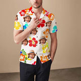 Custom Face Beautiful Flowers Men's All Over Print Hawaiian Shirt