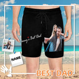 Custom Photo&Name Best Dad Men's Quick Dry Swim Shorts, Personalized Funny Swim Trunks