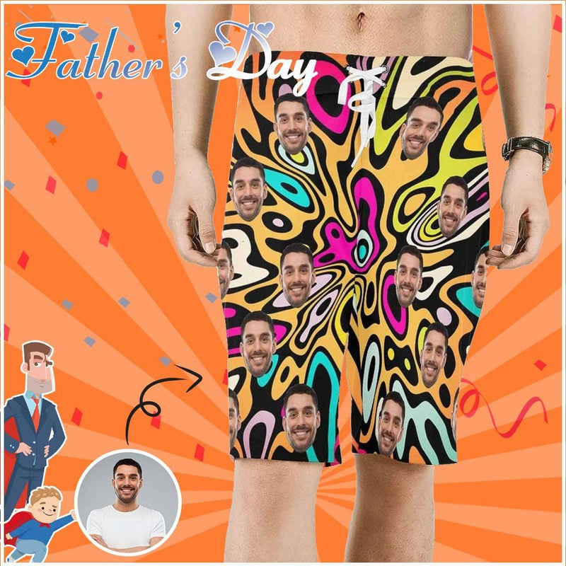 Custom Father Face Cool Design Men's Beach Shorts