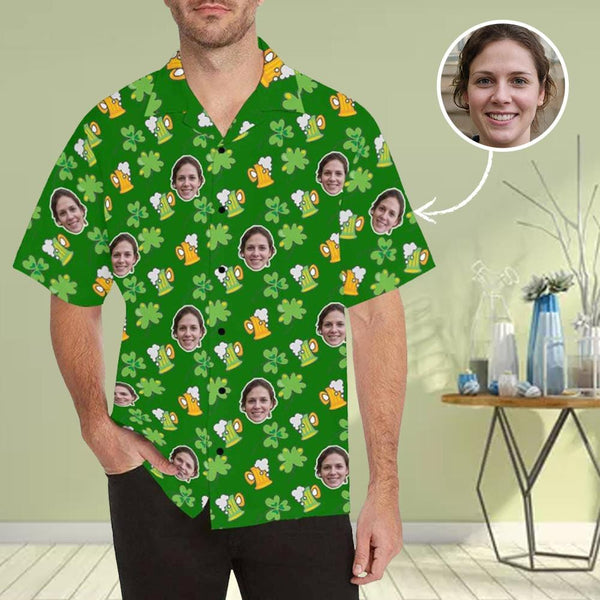 Custom Face Hawaiian Shirt Green Hats Hawaiian Shirt with Your Face Create Your Own Hawaiian Shirt