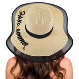 Personalized Name Women's Straw Hat Black Beige Custom Diy Name Hat (Embroidered Left Side)