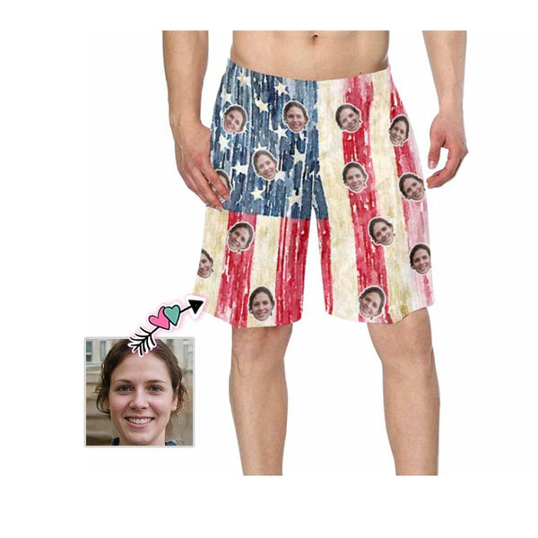 Custom Face Flag Men's Beach Shorts