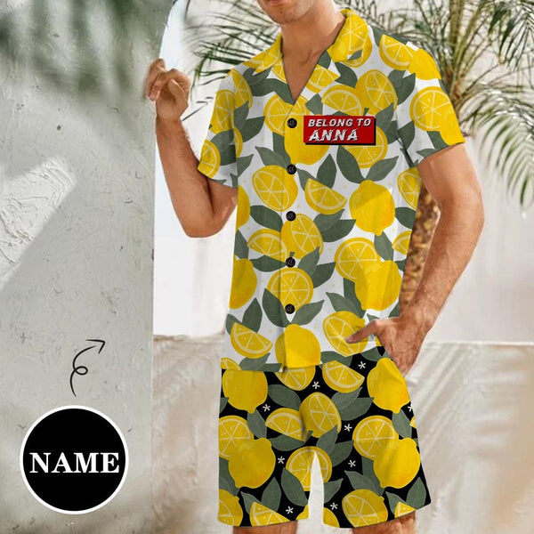 Custom Name Limited Lemon Hawaiian Set Summer Holiday Hawaiian Shirt & Shorts Set Personalized Shirt for Him