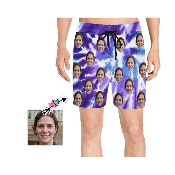 Custom Face Gorgeous Men's Quick Dry Swim Shorts, Personalized Funny Swim Trunks