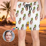 Custom Face Pineapple Men's Quick Dry Swim Shorts, Personalized Funny Swim Trunks