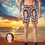 Custom Girlfriend Face Smash Personalized Photo Men's Elastic Beach Short