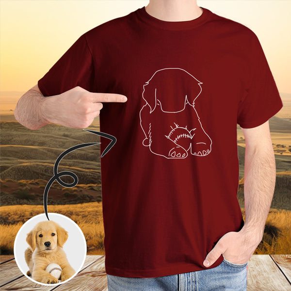 Custom Portrait Outline Shirt, Line Art Photo Shirt For Male, Custom Men's All Over Print T-shirt, Photo Outline Outfit For Pet