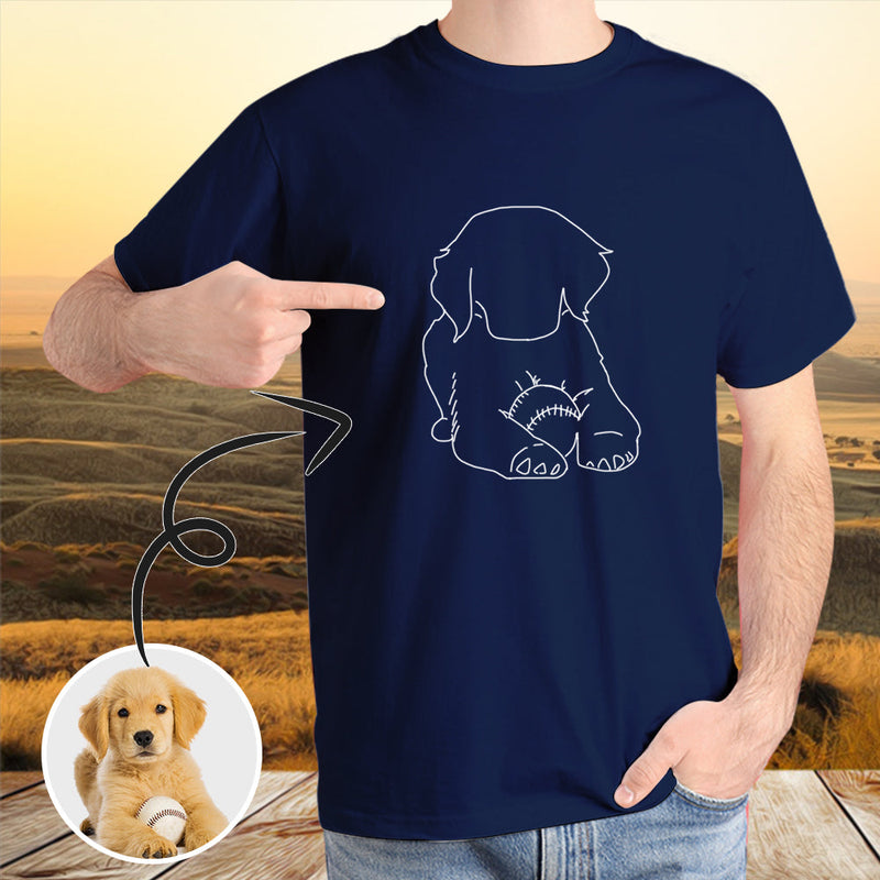 Custom Portrait Outline Shirt, Line Art Photo Shirt For Male, Custom Men's All Over Print T-shirt, Photo Outline Outfit For Pet