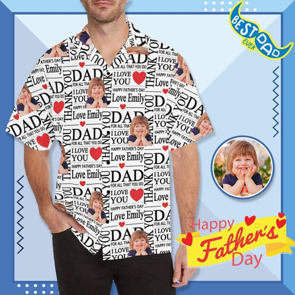 Personalized Hawaiian Shirts with Face Greatest Love Thank You Dad Create Your Own Hawaiian Shirt for Him