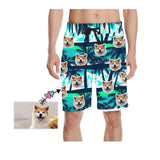 Custom Face Coconut Trees Men's All Over Print Casual Shorts