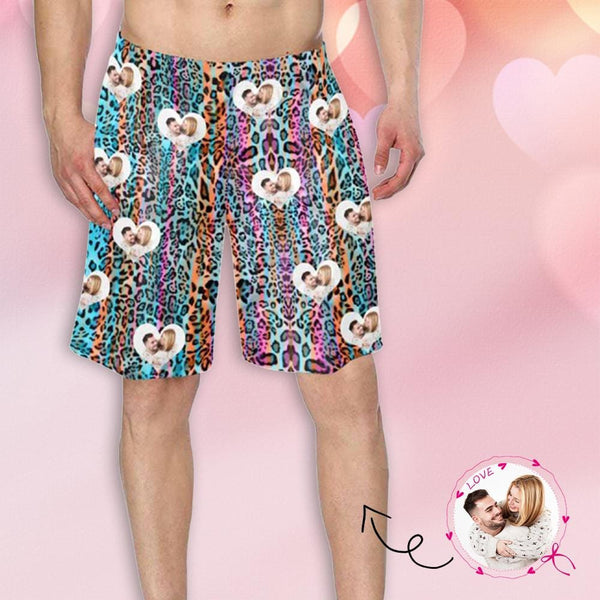 Custom Photo Leopard Men's Beach Shorts