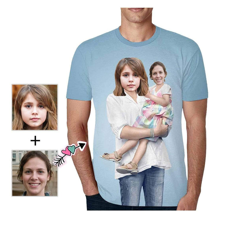 Personalized Face Tee Shirt Lillian Artist Custom Face Parent&Kid Exchange Printed T-shirt Made for Dad