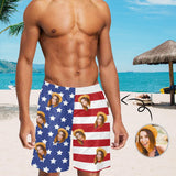 Custom Face Stars & Stripes Men's Mid Length Swim Trunks Bathing Suit