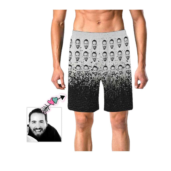 Custom Face Gradient Men's All Over Print Elastic Beach Shorts