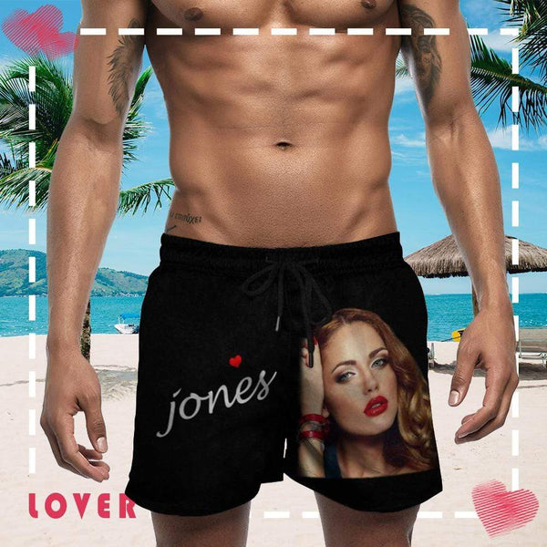 Custom Face&Name Legend Men's Quick Dry Swim Shorts, Personalized Funny Swim Trunks