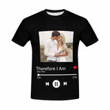 Custom Photo&Text Loving Couple Music Song T Shirt with Photo Make Your Own Tshirt Printed Design T-shirt