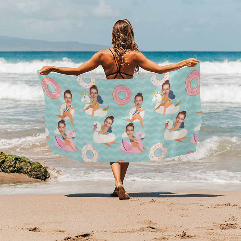 Custom Face Bath Towel Beach Towel Pool Towel Camp Towel