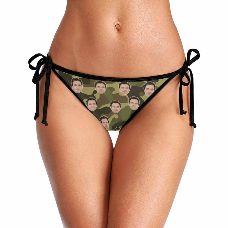 Custom Boyfriend Face Camouflage Personalized Bikini Swimsuit Bottom