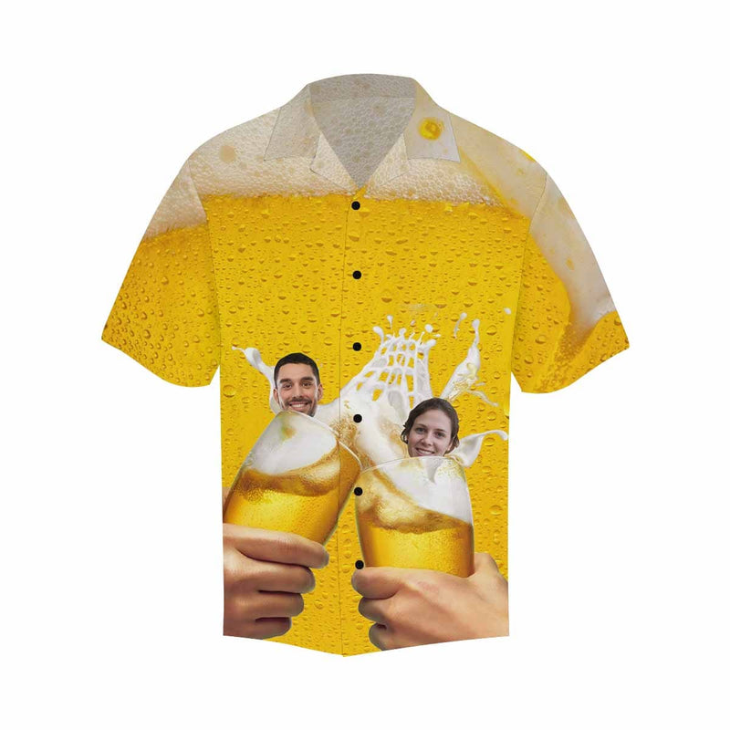 Custom Face Hawaiian Shirt Beer Couple Personalized Aloha Shirts Custom Logo Shirts Bithday Gift for Him