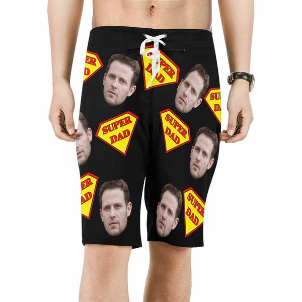 Custom Face Super Dad Men's All Over Print Beach Shorts