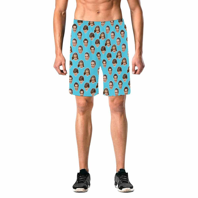 Custom Family Face Men's Elastic Beach Shorts