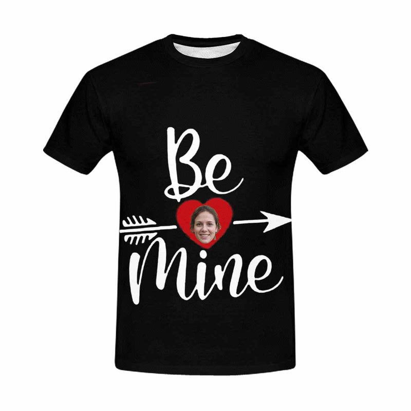 Custom Face T-shirt Be Mine Red Love Arrow Made for You Custom T-shirt Create Your Own Shirt for Him