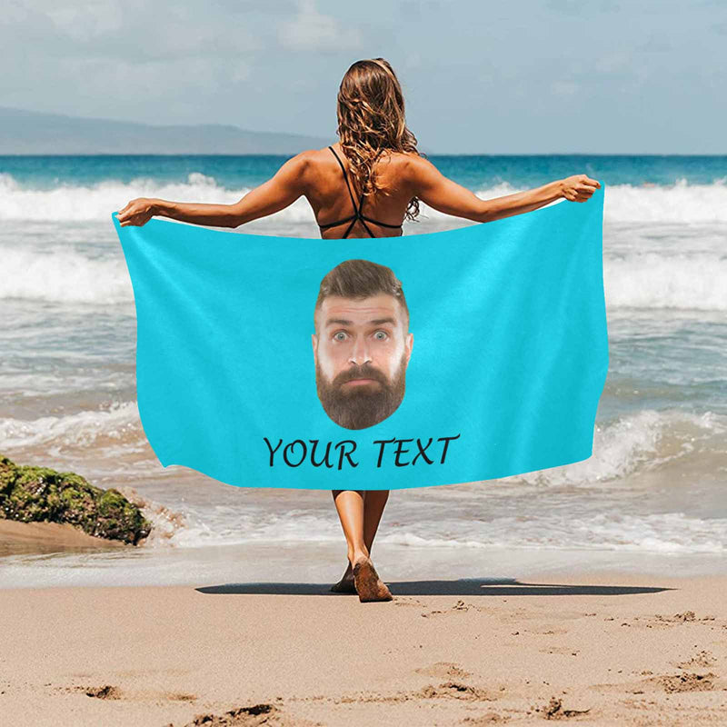 Custom Face&Text Bath Towel Beach Towel Pool Towel Camp Towel