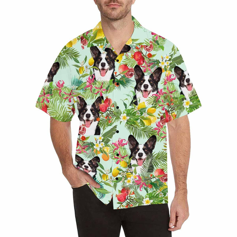 Custom Hawaiian Shirts with Face Cute Dog Tropical Aloha Shirt Birthday Vacation Party Gift for Husband