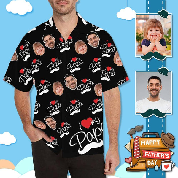 Custom Image Hawaiian Shirt with Face Greatest Love My Papa Hawaiian Shirt Gift with Your Face for Him