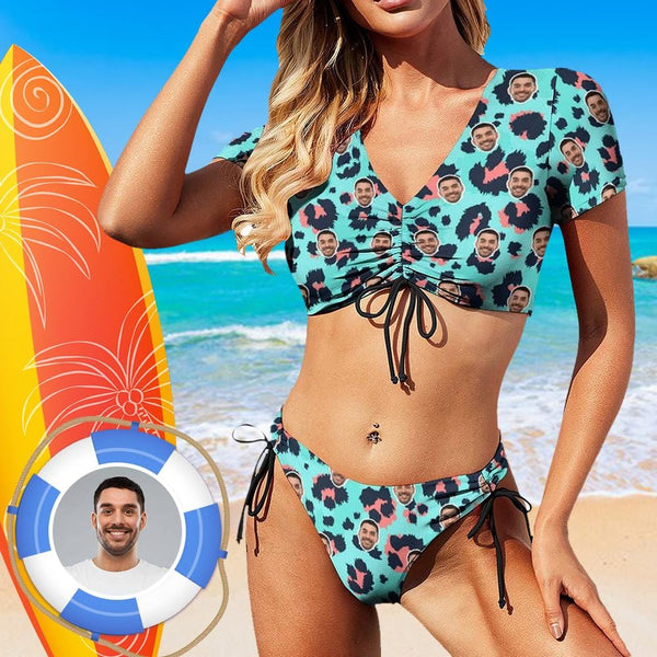 Custom Face Eye Catching Swimsuit Personalized Women's New Bikini With Sleeves