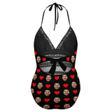 #Plus Size Swimsuit-Custom Boyfriend Face Swimsuits Personalized Women's New Strap One Piece Bathing Suit For Her