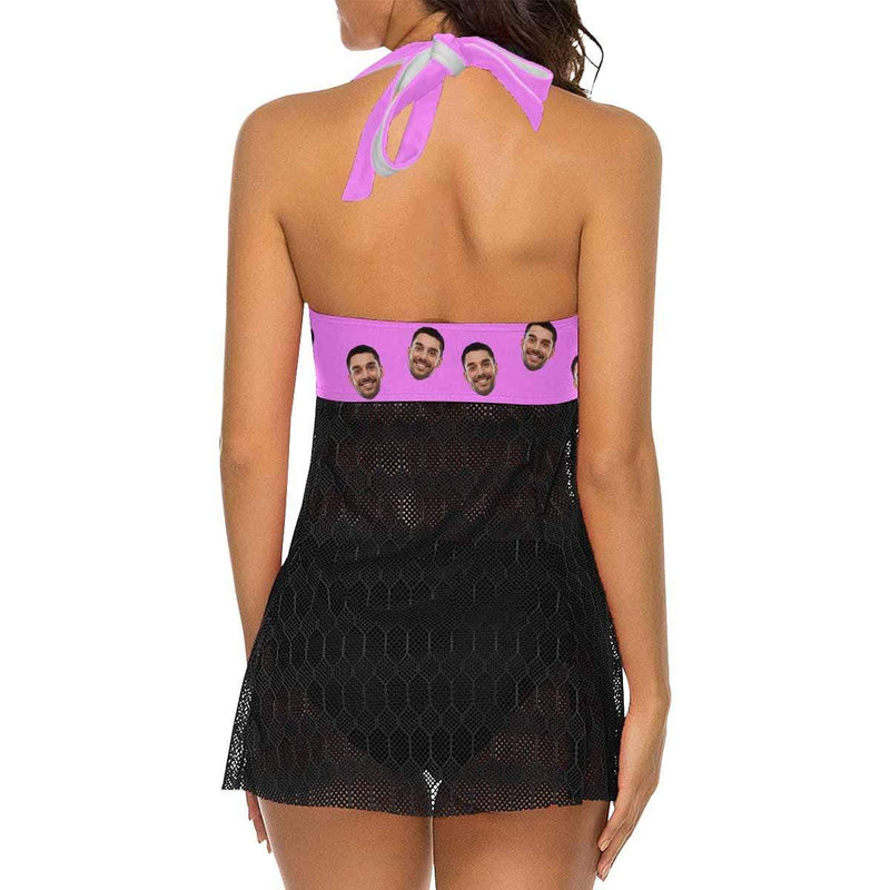 Custom Face Color Swimsuit Personalized Beach Cover Up Bikini Beachwear Bathing Suit Beach Dress Women's Swimming Dress